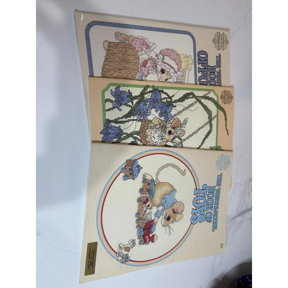 Vintage MerrieMouse Cross-Stitch Pattern Book‎ Lot (3) – Designs by P Buckley